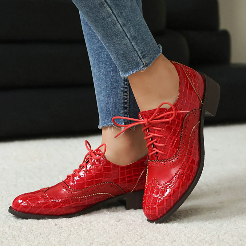أحذية أكسفورد نسائية بنقشة حجر - مراجعة Oxford Lace Up Women وسعره